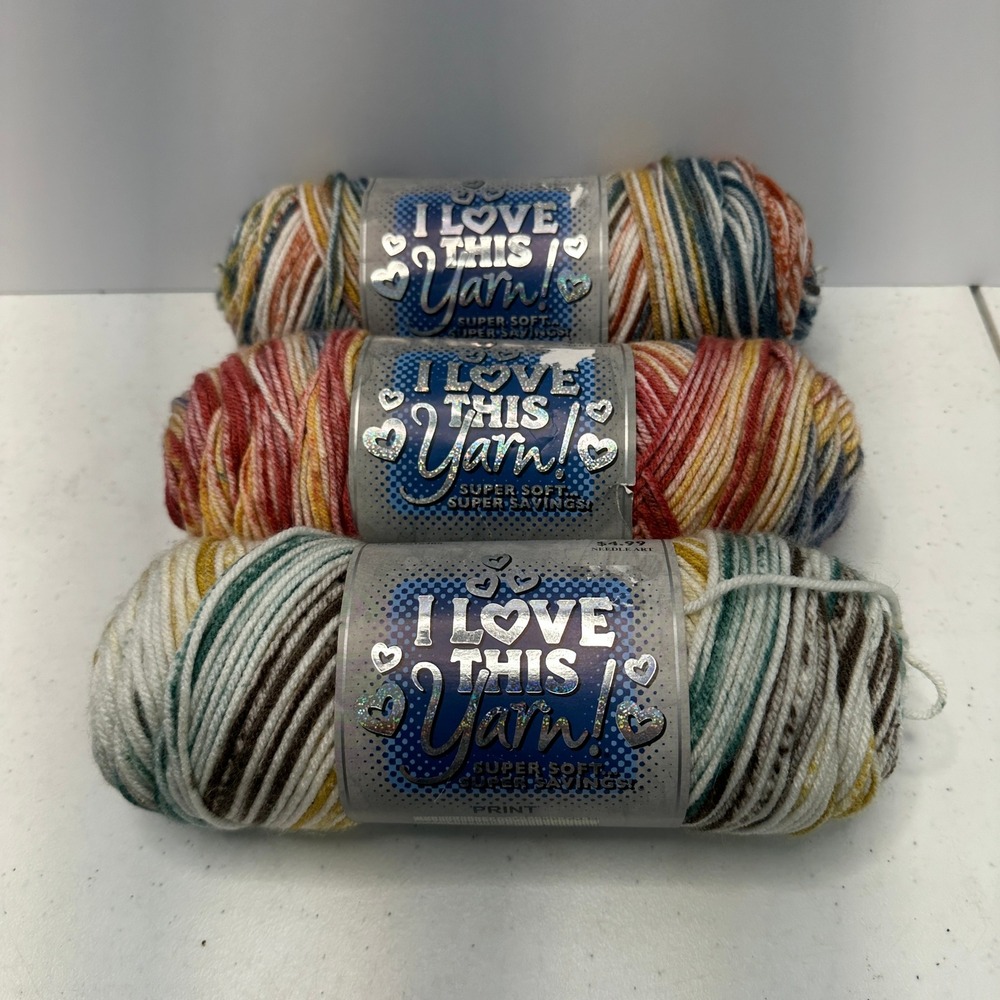 Hobby Lobby I Love This Yarn 3 Skein Lot Fireworks Brighton Road Emerald Pine
